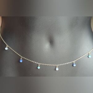 SO Silver Tone Belly Chain Various Blue Color Beads Bohemian Festival Wear NEW